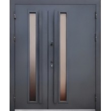 Двустворчатая остекленная термодверь с бугельными ручками
