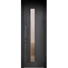 Узкая термодверь с вертикальной ручкой и стеклопакетом